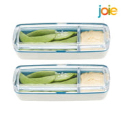 Set of 2 clear snack containers with dip compartment detail view 2
