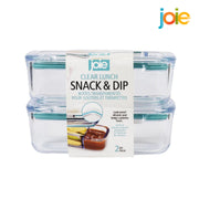 Set of 2 clear snack containers with dip compartment