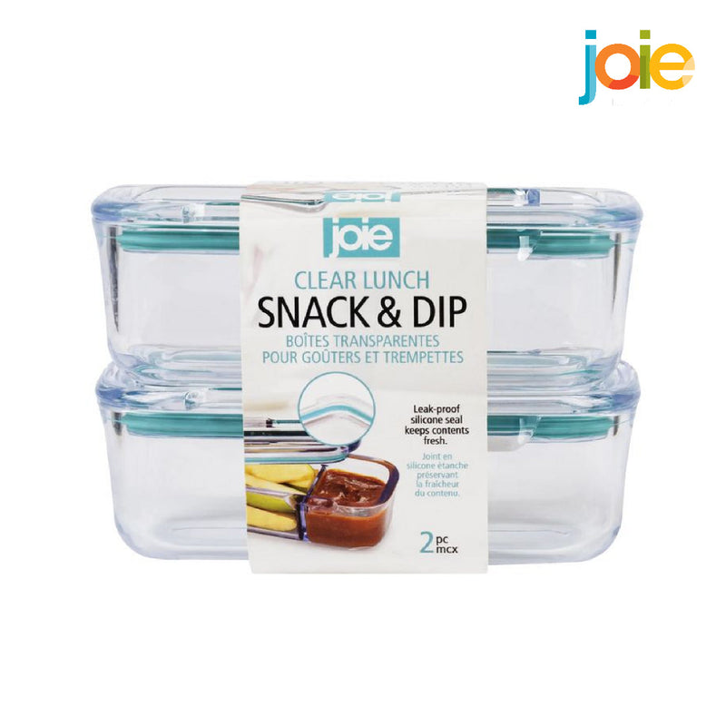 Set of 2 clear snack containers with dip compartment