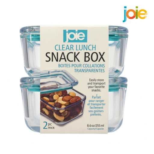 Set of 2 clear snack boxes with blue clips