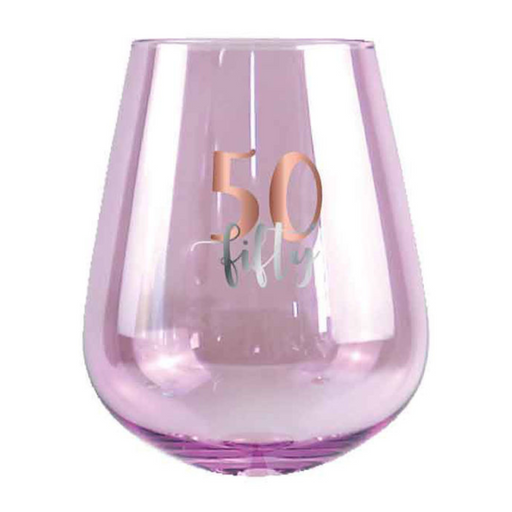 Ronis 50Th Stemless Glass Rose Gold Decal 13cm 600ml