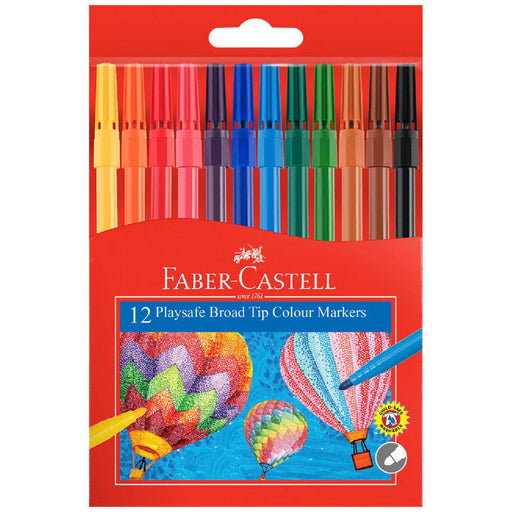 Faber Castel Broad Tip Playsafe Colour Markers Assorted Pack of 12