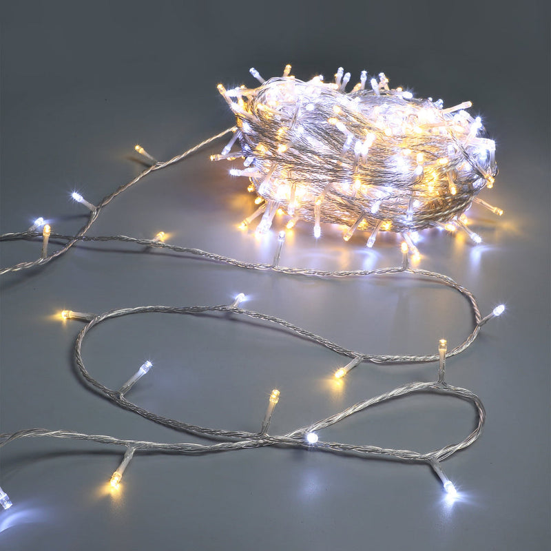 520 LED Connectable Fairy Light Chain Clear Cable - Warm White+White image 3