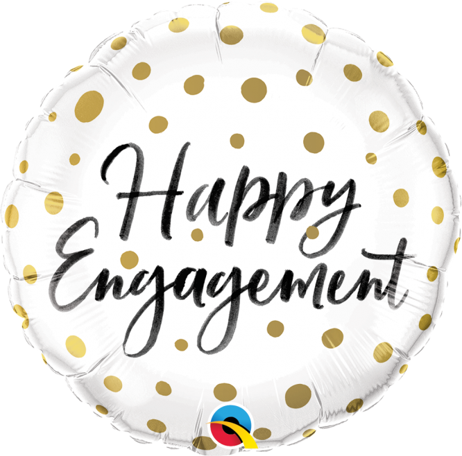 Happy Engagement Gold Dots Foil Balloon 45cm