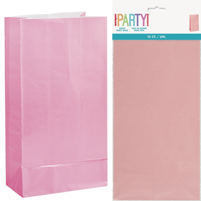 Pack of 12 lovely pink paper party bags