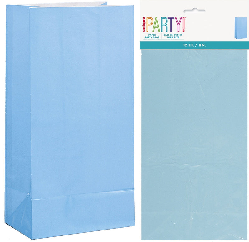 Pack of 12 powder blue paper party bags