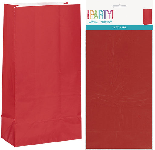 Pack of 12 ruby red paper party bags