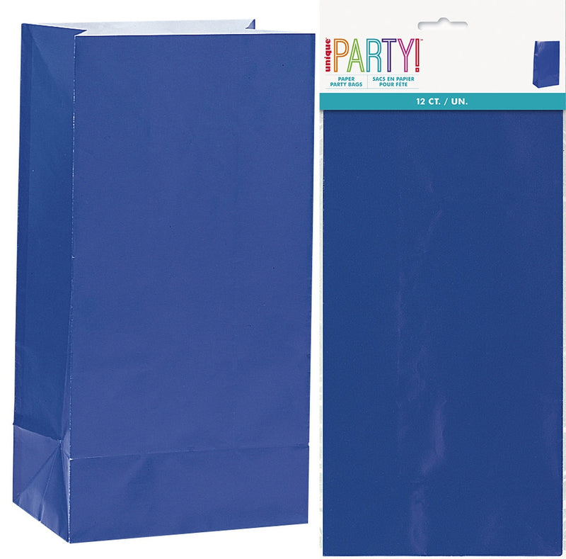Pack of 12 royal blue paper party bags