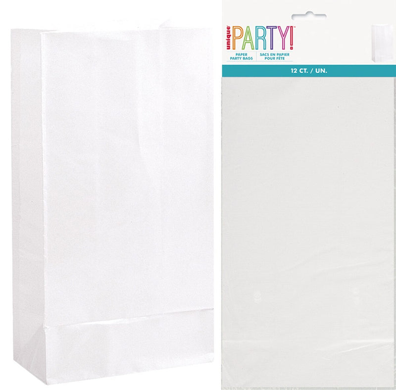 Pack of 12 white paper party bags