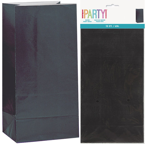 Pack of 12 black paper party bags