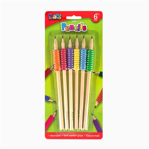 HB pencils with grip 6 pack