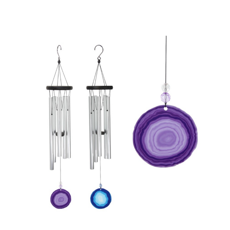 Ronis 5 Tube Silver Chime with Geode 75cm Assorted
