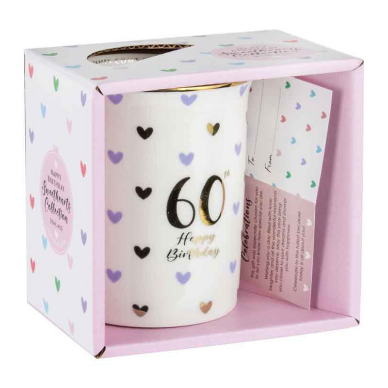 Ronis 60th Sweet Heart Mug With Gold Handle 360ml