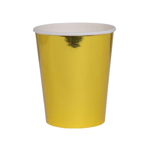 Metallic gold paper cups 260ml 20 pack Five Star
