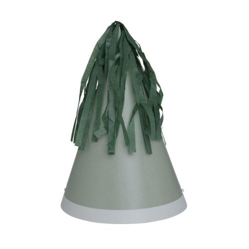 Eucalyptus green party hats with tassel toppers 10 pack