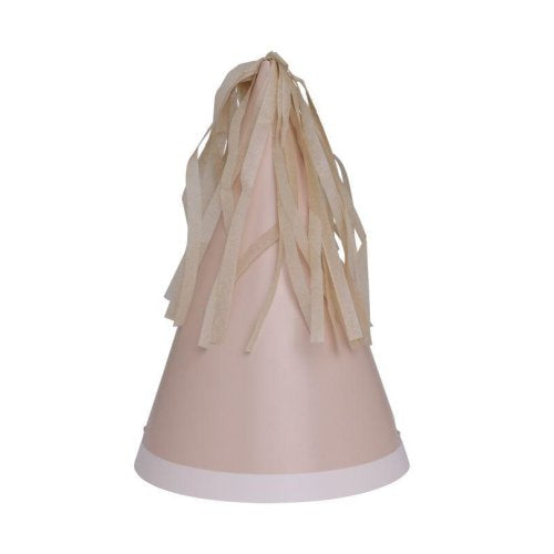 White sand party hats with tassel toppers 10 pack