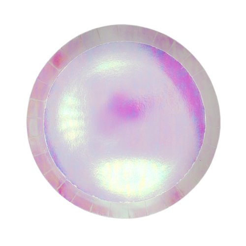 Iridescent 7 inch round paper snack plates 20 pack