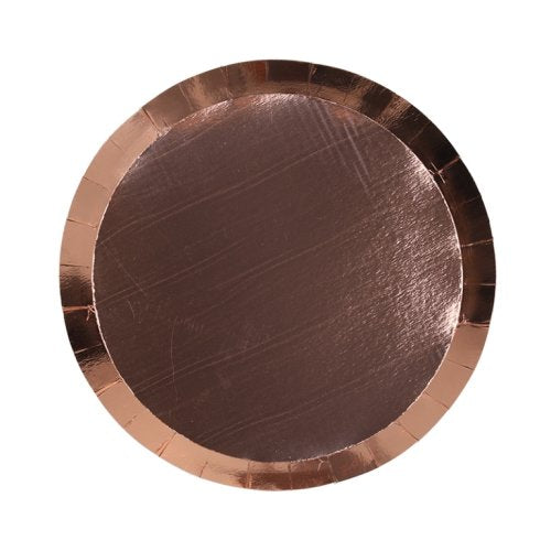 Metallic rose gold 7 inch paper snack plates 20 pack