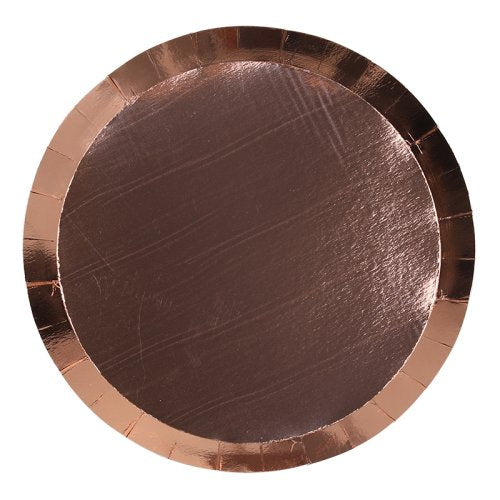 Metallic rose gold 9 inch paper dinner plates 20 pack