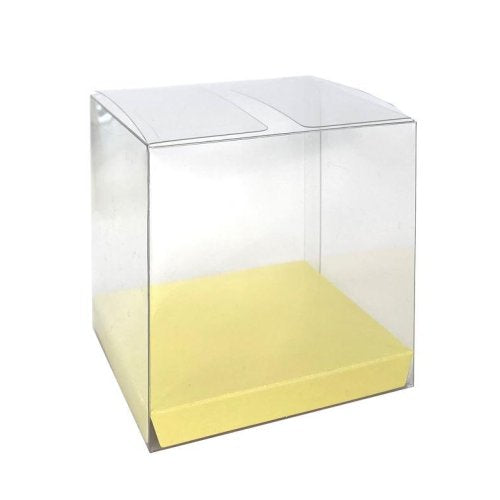 Clear pastel yellow favour boxes 10 pack