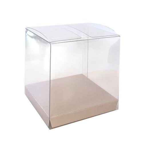 Clear favour boxes with white sand accents 10 pack