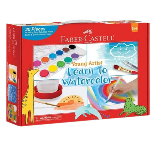 Faber-Castell Young Artist Learn to Watercolor set packaging on a white background