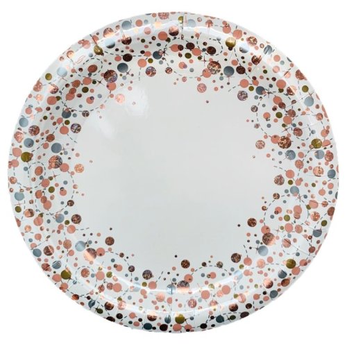 Rose gold paper dinner plates stack