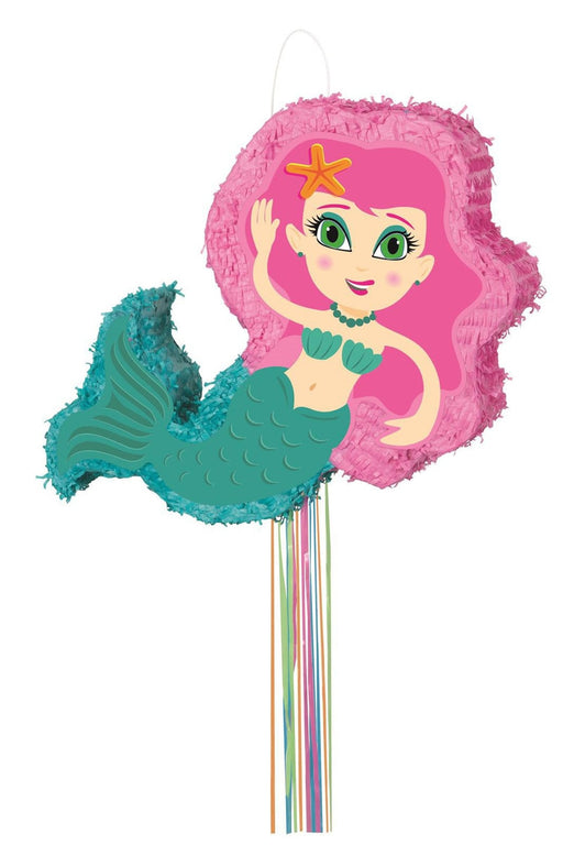 Mermaid shaped pull string pinata