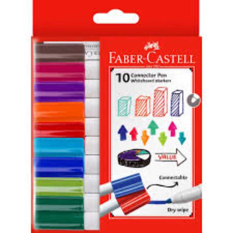 Faber Castel Connector Whiteboard Marker Assorted Box 10 with connecting caps