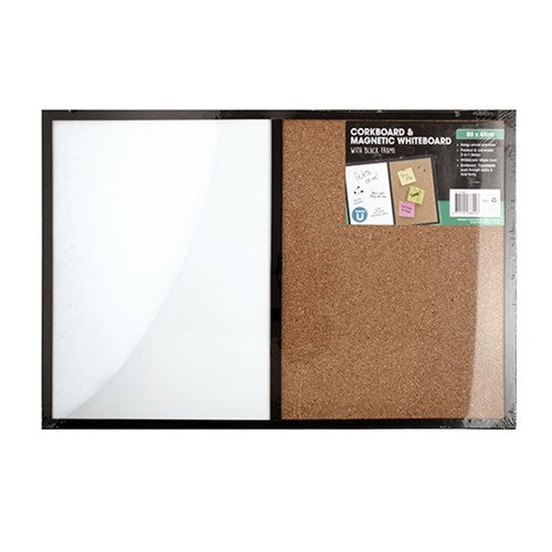 Combo whiteboard corkboard black frame