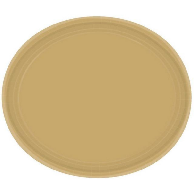 Paper Plates Oval Gold 30cm 20pk