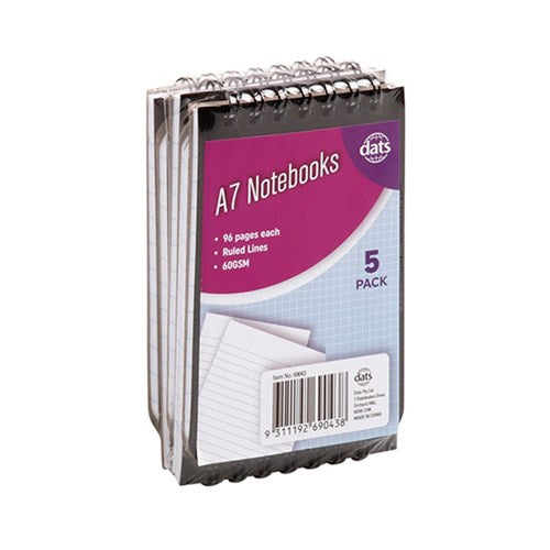A7 pocket notebooks black 5 pack