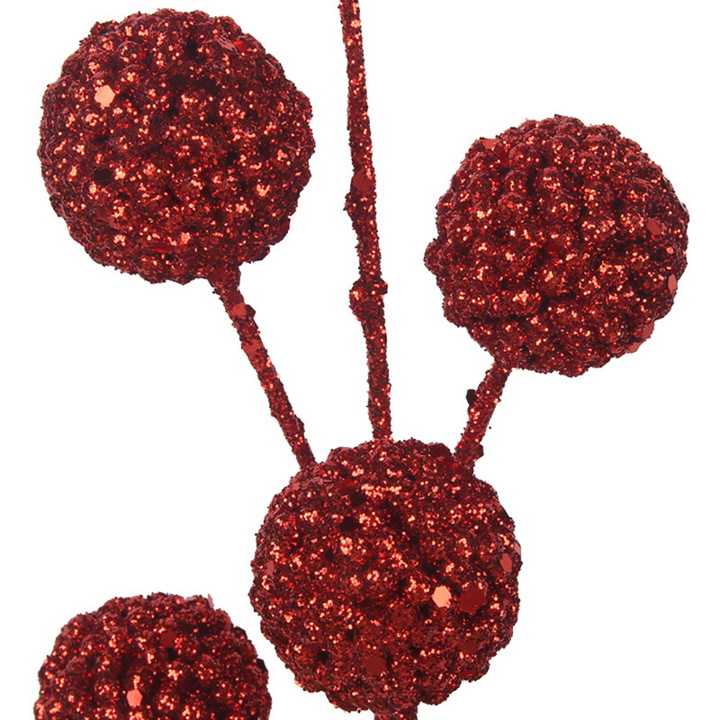 Ronis 6 Ball Red Glitter Stem 46cm