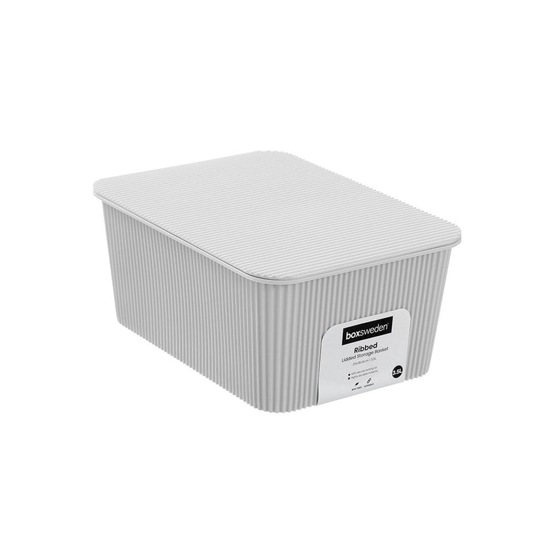 Ribbed Storage Basket Lidded 3.5L 25X18X11Cm 2 Asstd image 6