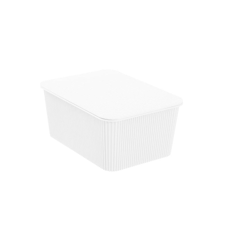 Ribbed Storage Basket Lidded 3.5L 25X18X11Cm 2 Asstd image 9