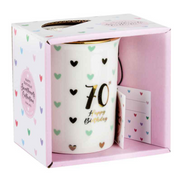 Ronis 70th Sweet Heart Mug With Gold Handle 360ml