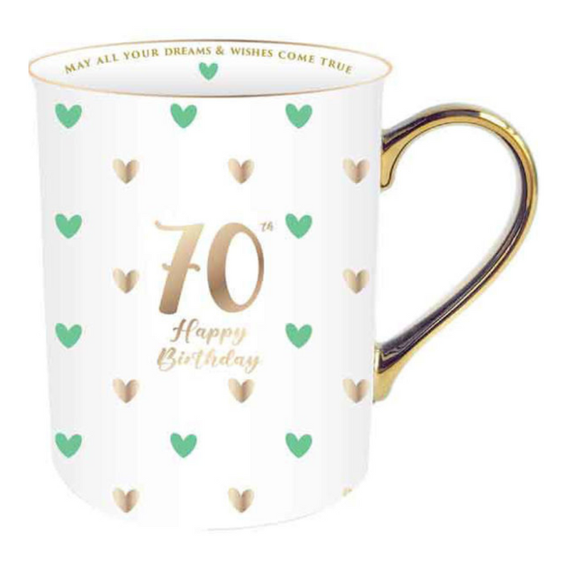 Ronis 70th Sweet Heart Mug With Gold Handle 360ml