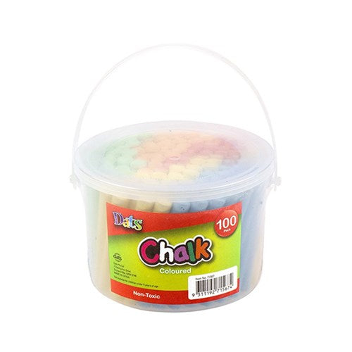 Bucket of coloured chalk 100 pack