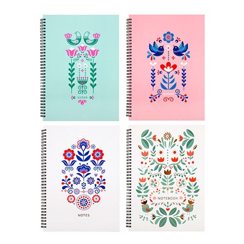 A4 hard cover spiral notebook assorted designs 120 pages