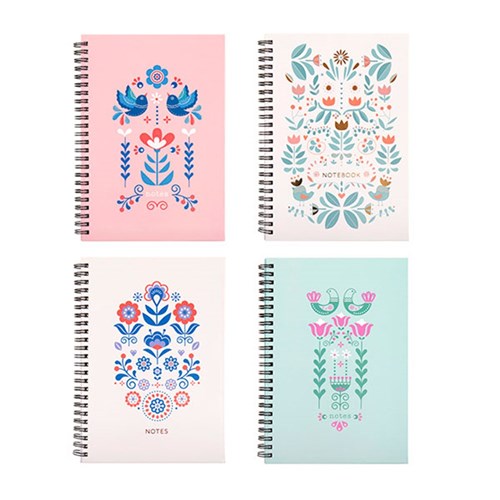 A5 hard cover spiral notebook assorted designs 120 pages