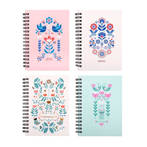 A6 hard cover spiral notebook assorted designs 120 pages