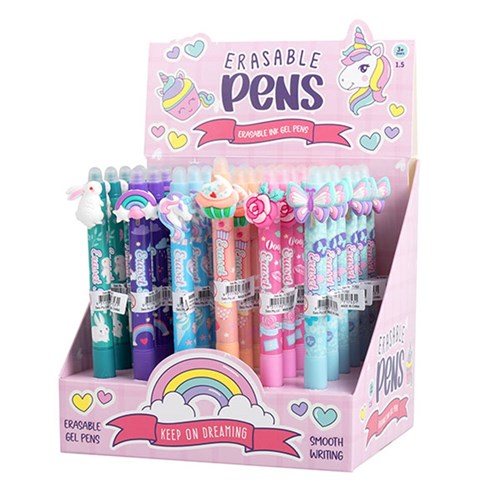 Erasable gel pens girls designs 6 pack assorted