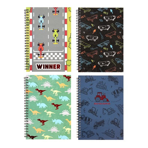 A4 spiral notebook boys designs card cover 120 pages