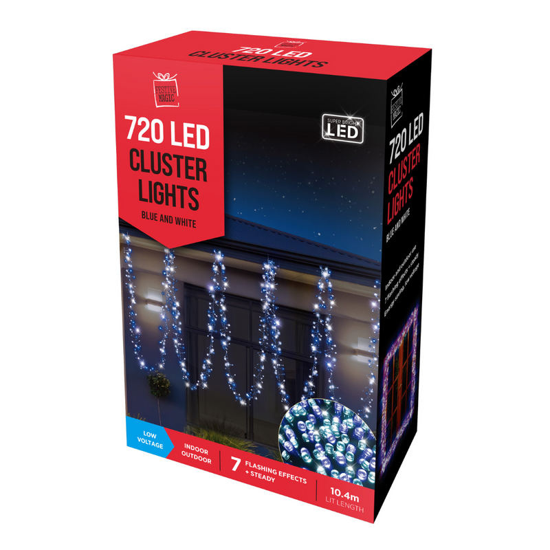 Ronis 720 LED Cluster Lights Blue-White