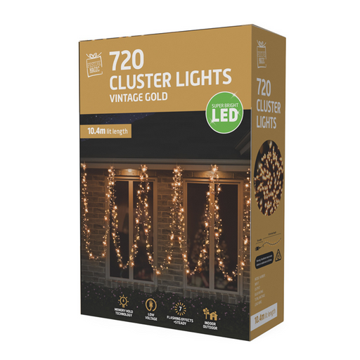 Ronis 720 LED Cluster Lights Vintage Gold