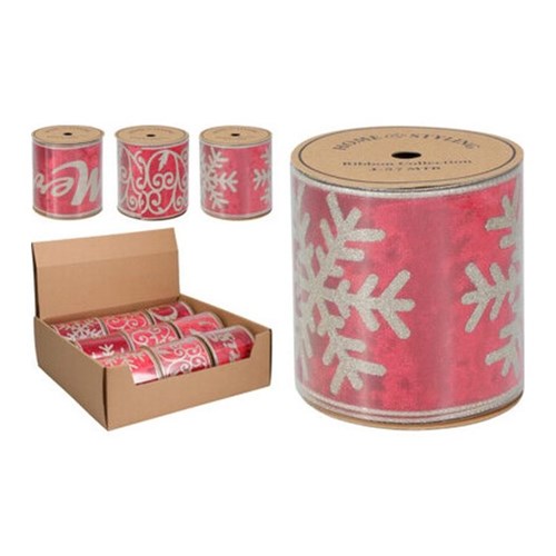 Wide red Christmas ribbon 10cm