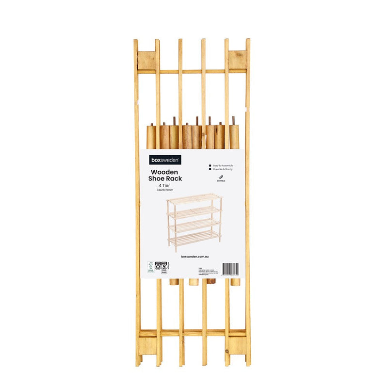 Shoe Rack 4 Tier 74X26X70Cm Wooden *Fsc100% Scs-Coc-009941 image 3