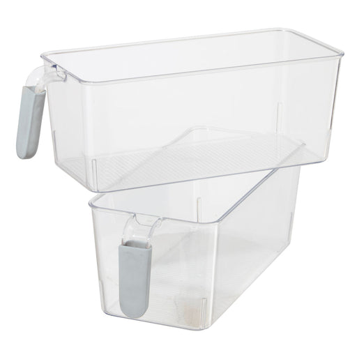 Set of two medium clear handled storage bins