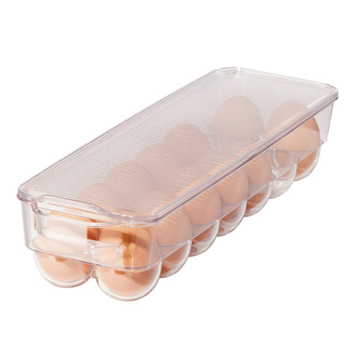 Stackable egg tray with lid holds 14 eggs