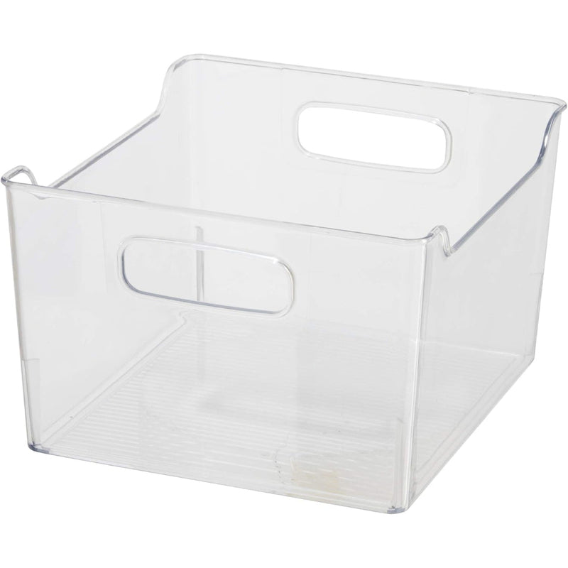Medium clear storage bin with handles 25x23x15 cm